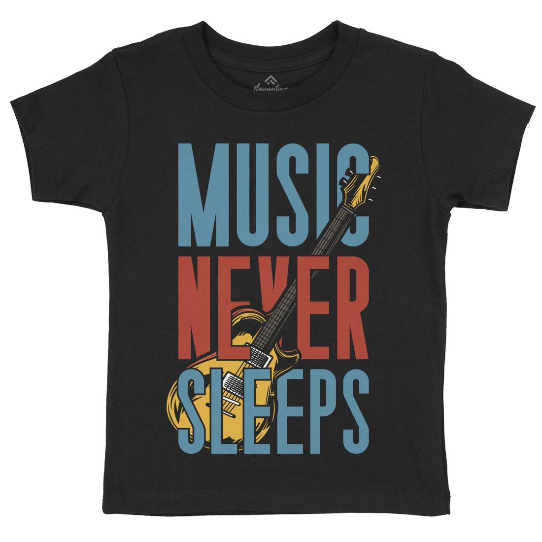 Never Sleeps Kids Crew Neck T-Shirt Music C865