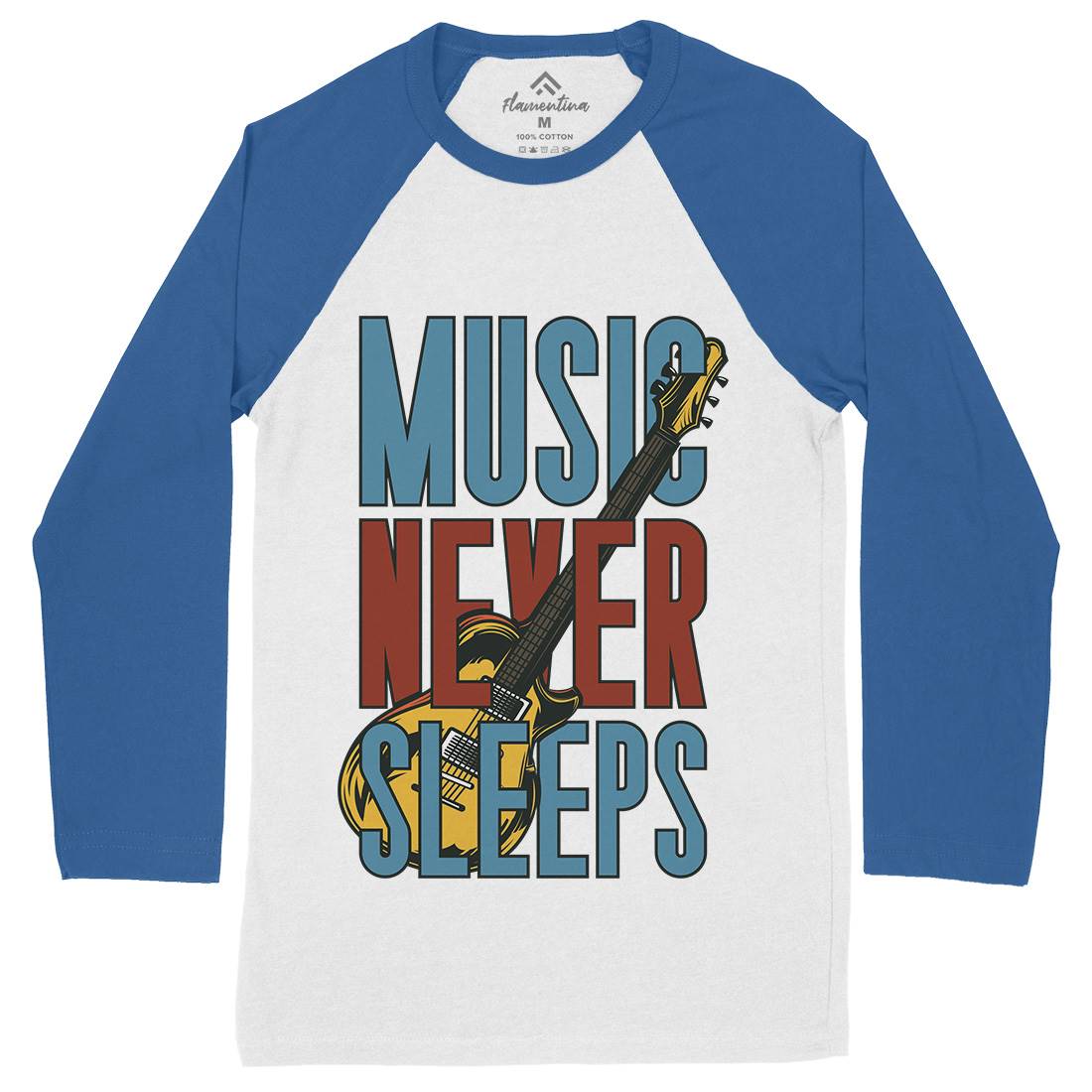 Never Sleeps Mens Long Sleeve Baseball T-Shirt Music C865