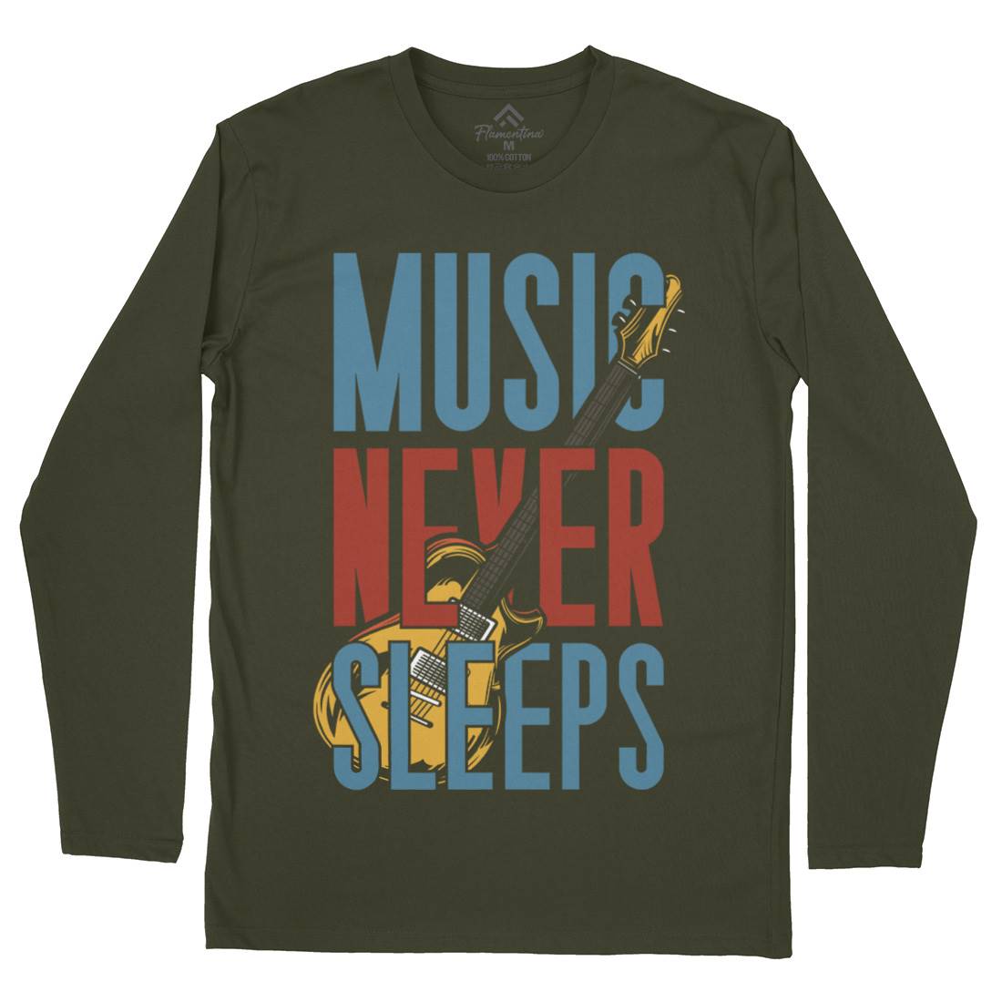 Never Sleeps Mens Long Sleeve T-Shirt Music C865