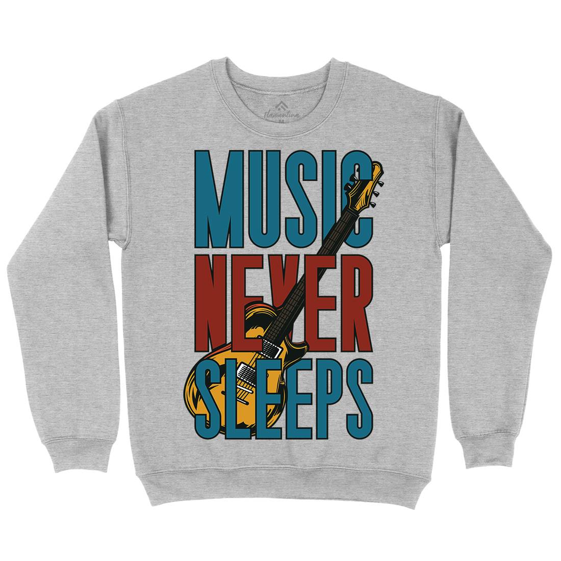 Never Sleeps Mens Crew Neck Sweatshirt Music C865
