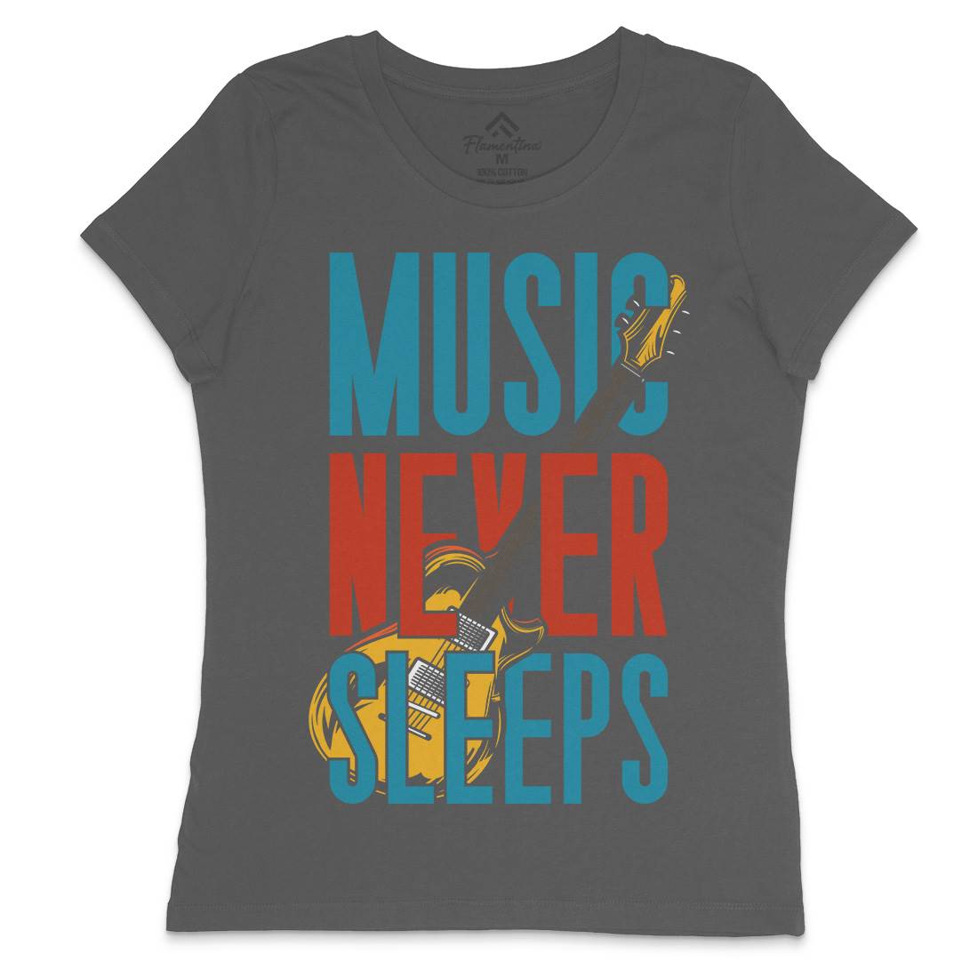 Never Sleeps Womens Crew Neck T-Shirt Music C865
