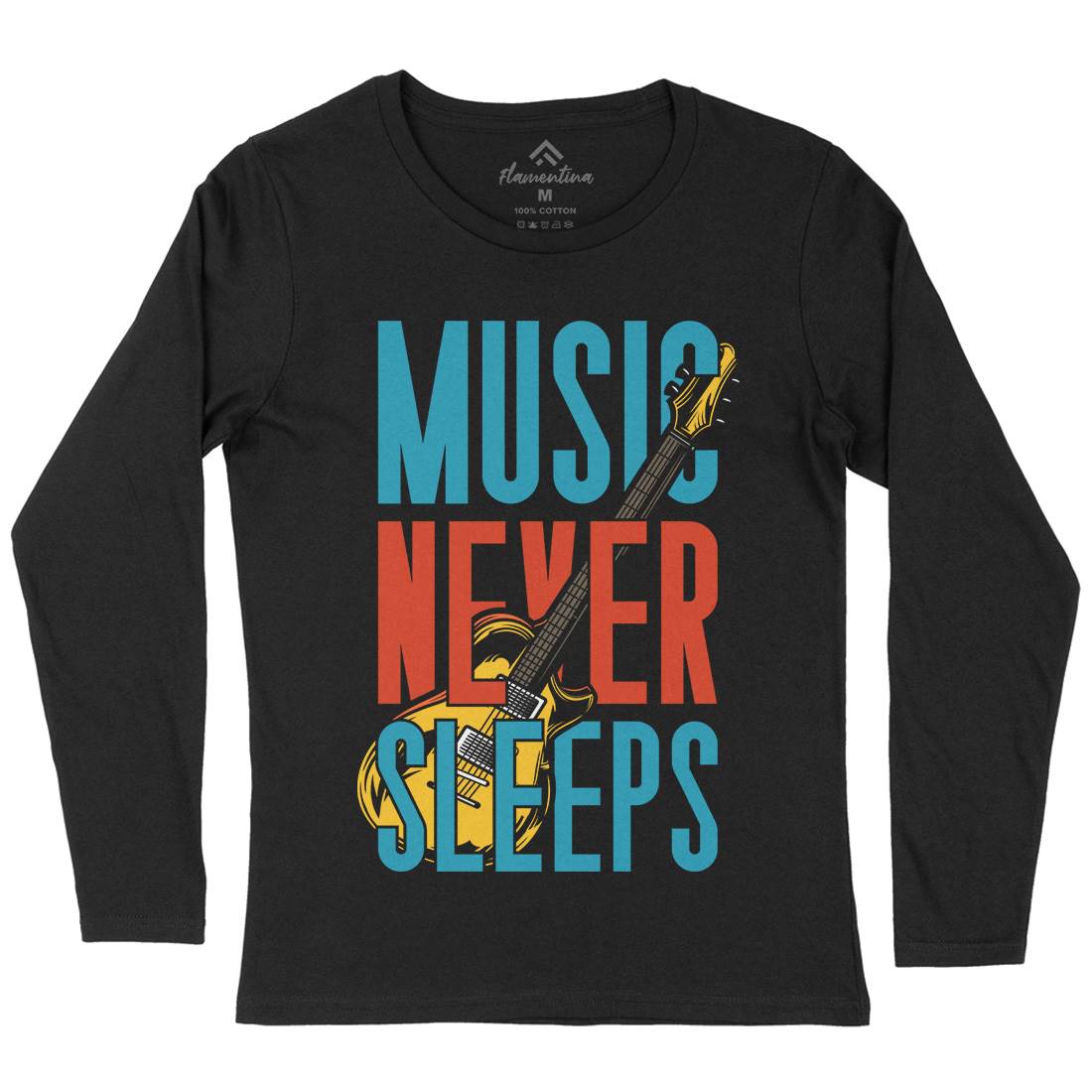 Never Sleeps Womens Long Sleeve T-Shirt Music C865