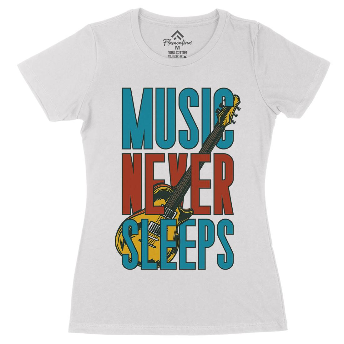 Never Sleeps Womens Organic Crew Neck T-Shirt Music C865