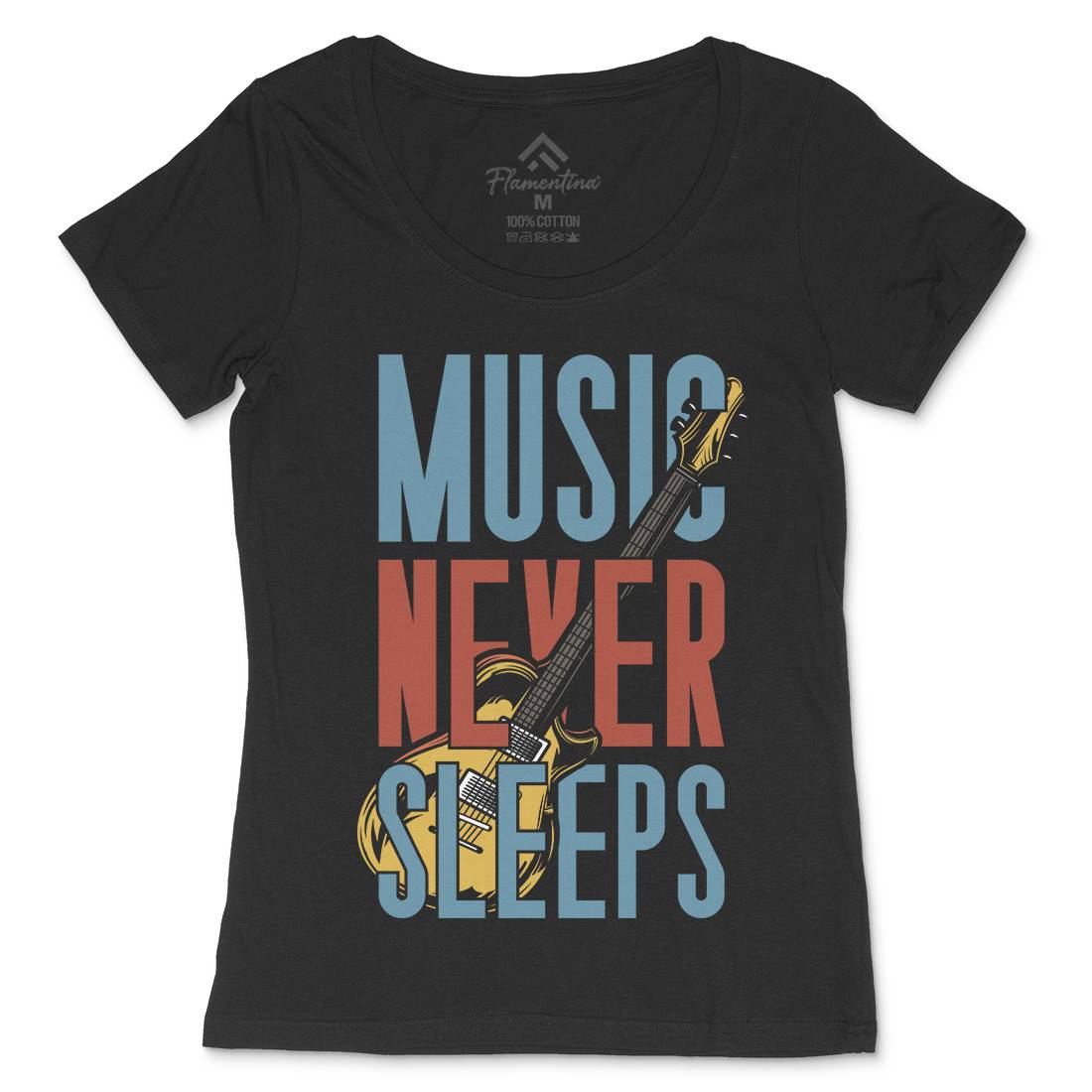 Never Sleeps Womens Scoop Neck T-Shirt Music C865