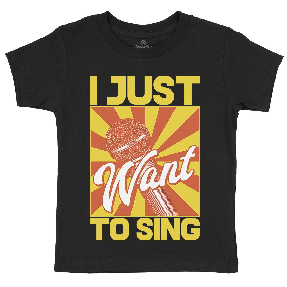 Want To Sing Kids Crew Neck T-Shirt Music C866