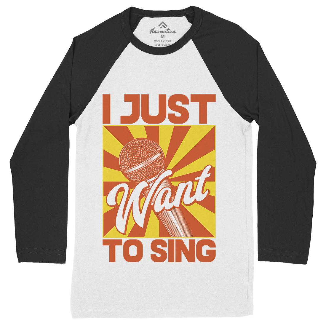 Want To Sing Mens Long Sleeve Baseball T-Shirt Music C866