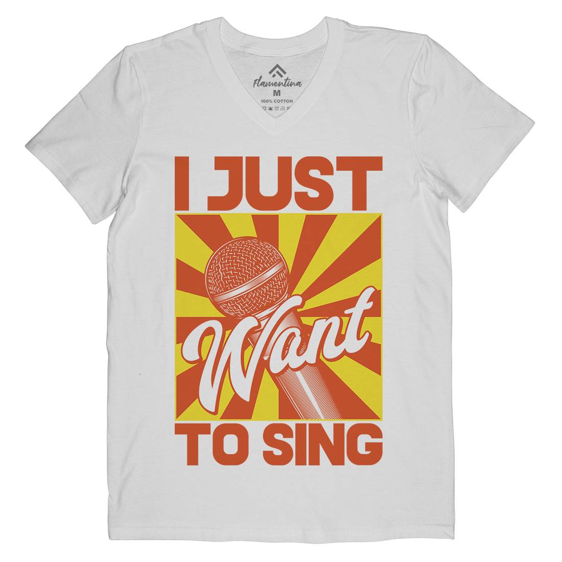 Want To Sing Mens Organic V-Neck T-Shirt Music C866