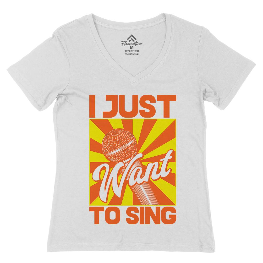 Want To Sing Womens Organic V-Neck T-Shirt Music C866