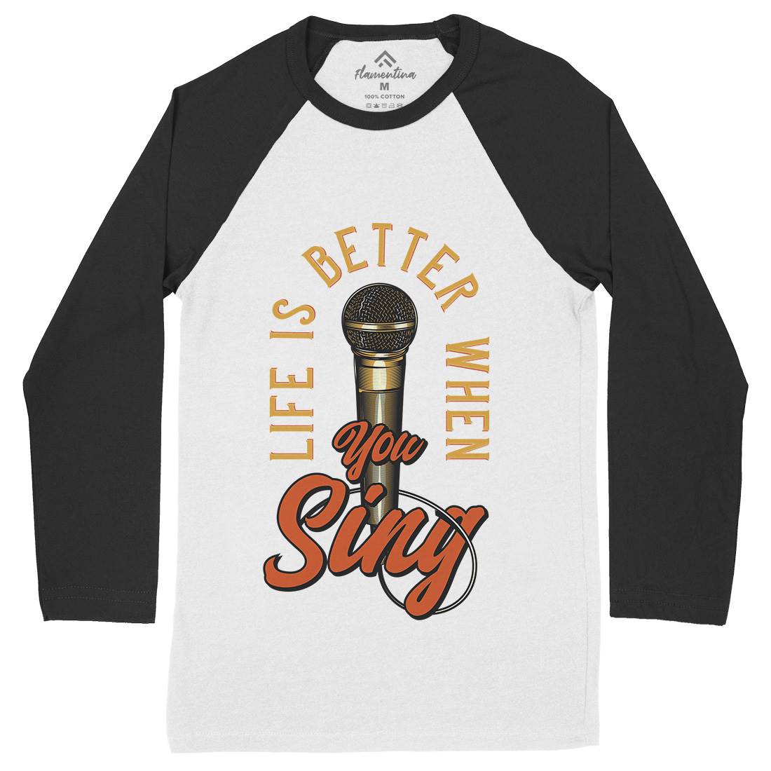 Life Is Better Mens Long Sleeve Baseball T-Shirt Music C867