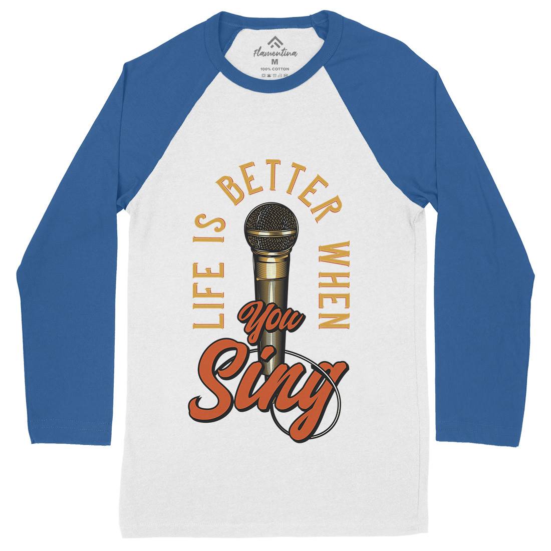 Life Is Better Mens Long Sleeve Baseball T-Shirt Music C867