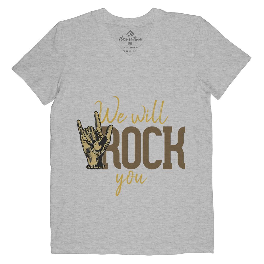Rock You Mens V-Neck T-Shirt Music C870
