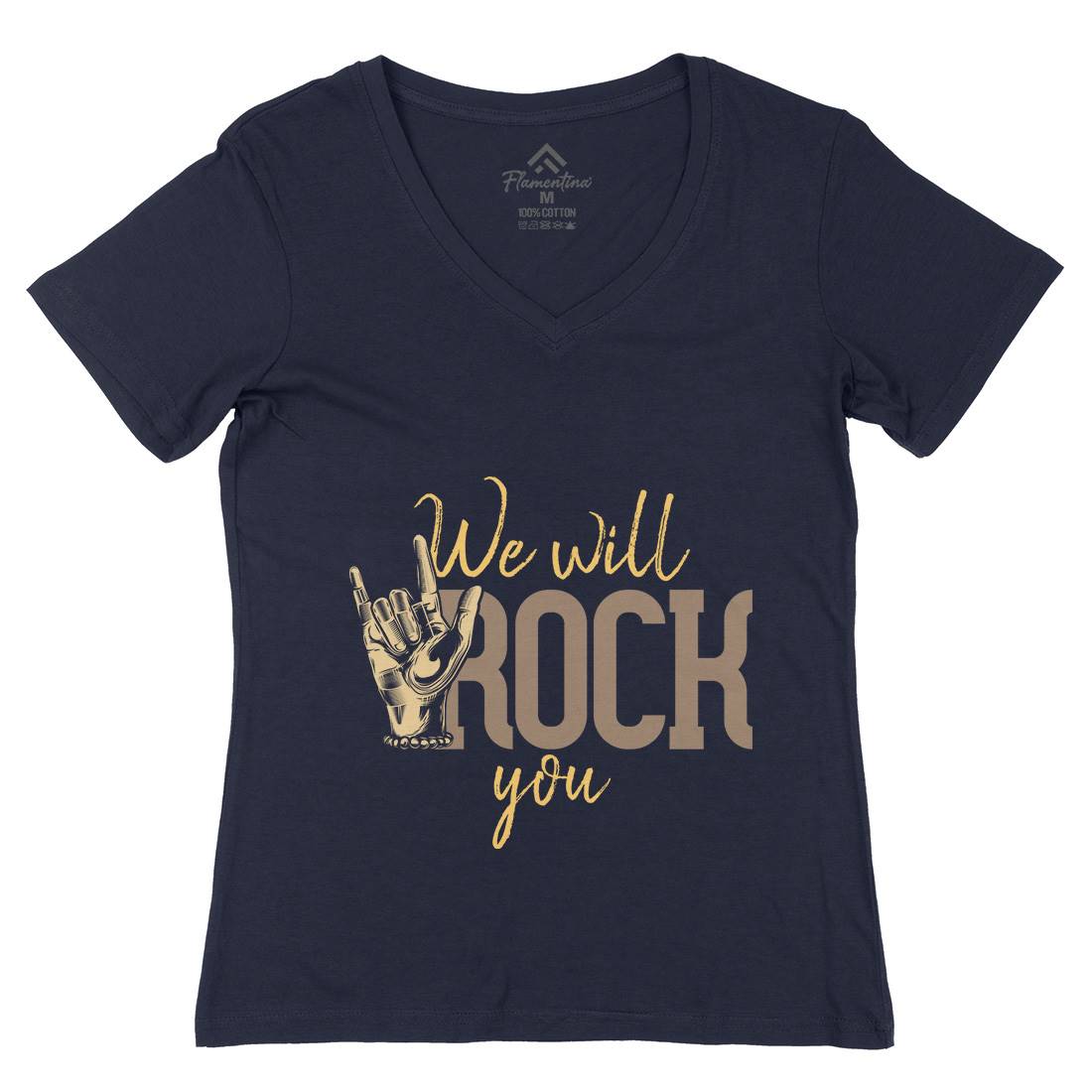 Rock You Womens Organic V-Neck T-Shirt Music C870