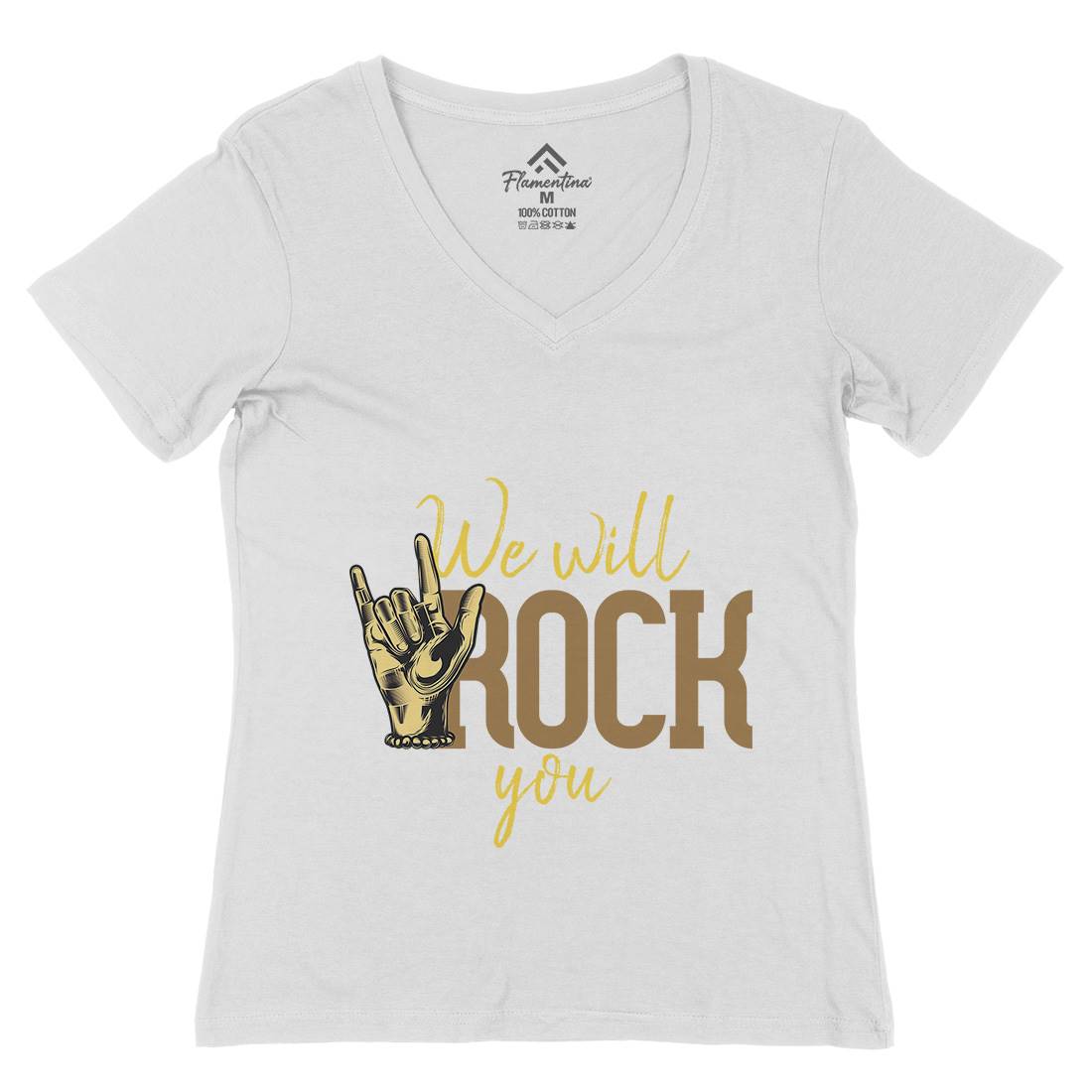 Rock You Womens Organic V-Neck T-Shirt Music C870