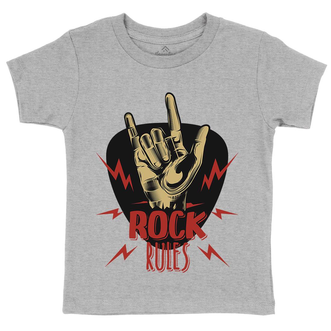 Rock Rules Kids Crew Neck T-Shirt Music C871