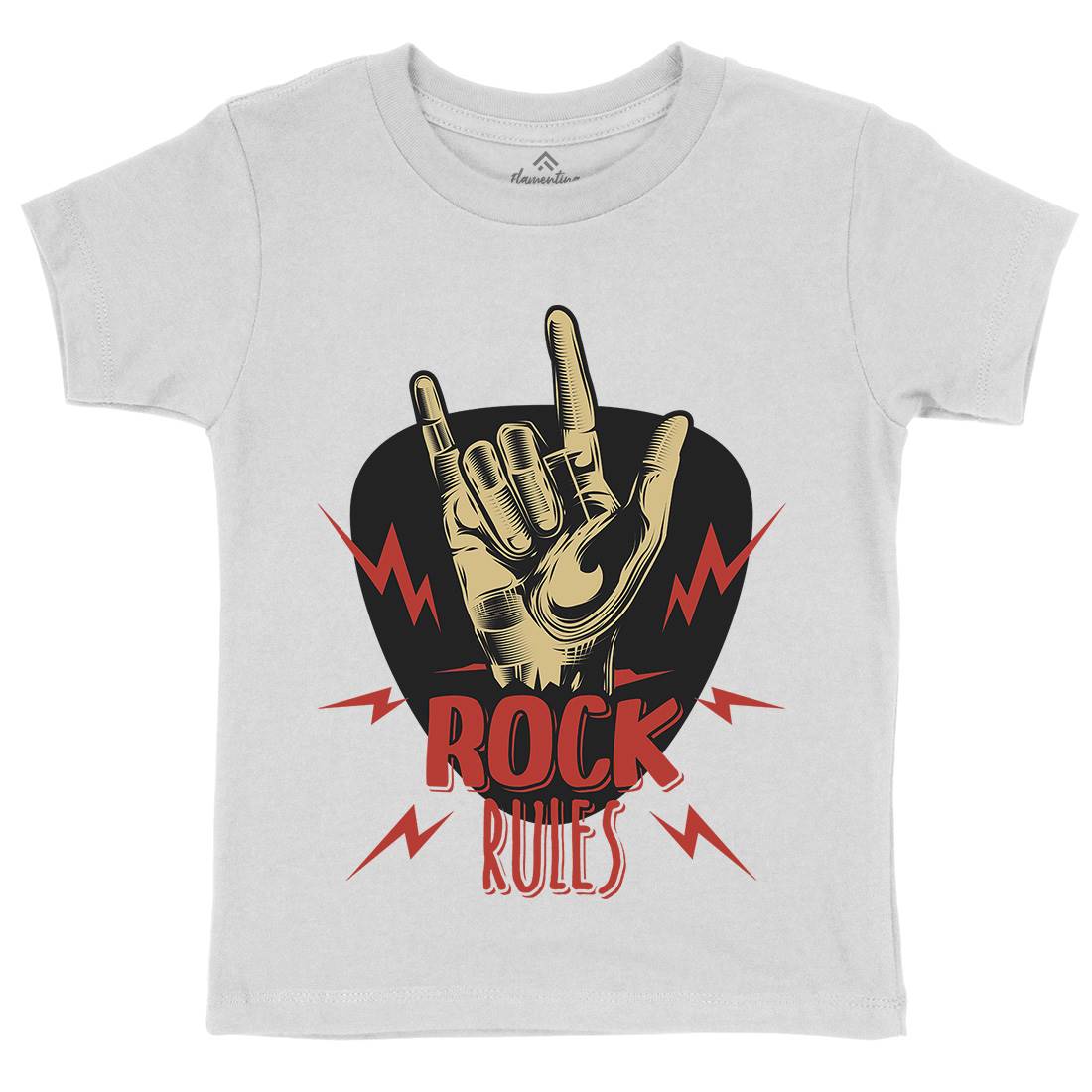Rock Rules Kids Crew Neck T-Shirt Music C871