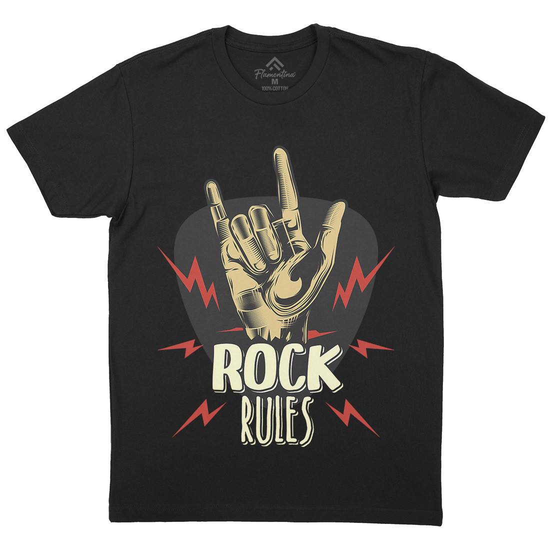 Rock Rules Mens Crew Neck T-Shirt Music C871
