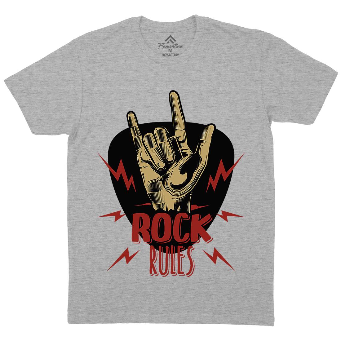 Rock Rules Mens Organic Crew Neck T-Shirt Music C871