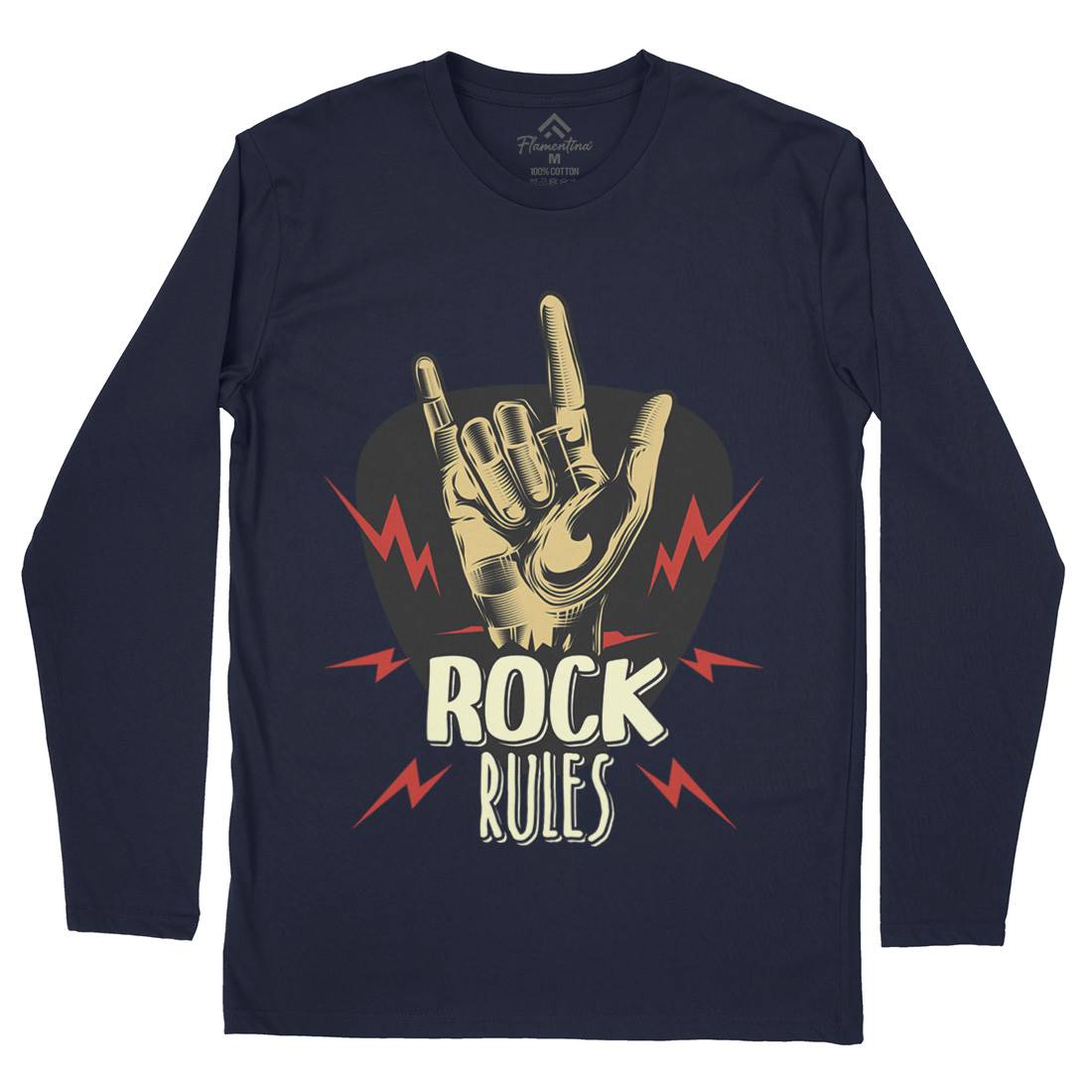 Rock Rules Mens Long Sleeve T-Shirt Music C871