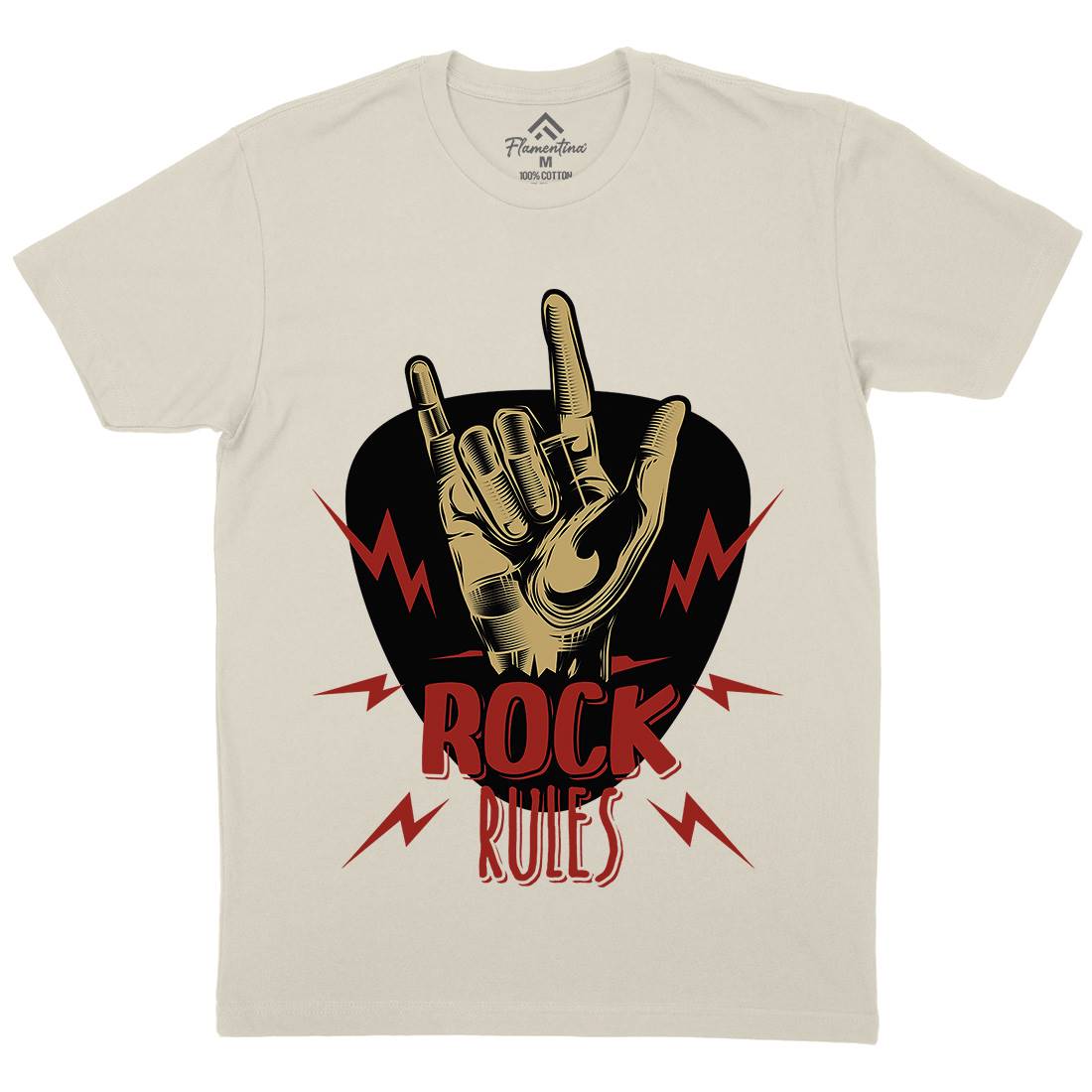 Rock Rules Mens Organic Crew Neck T-Shirt Music C871