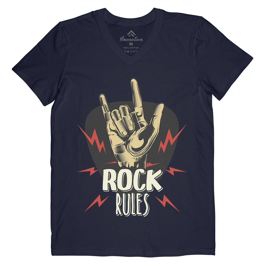 Rock Rules Mens Organic V-Neck T-Shirt Music C871
