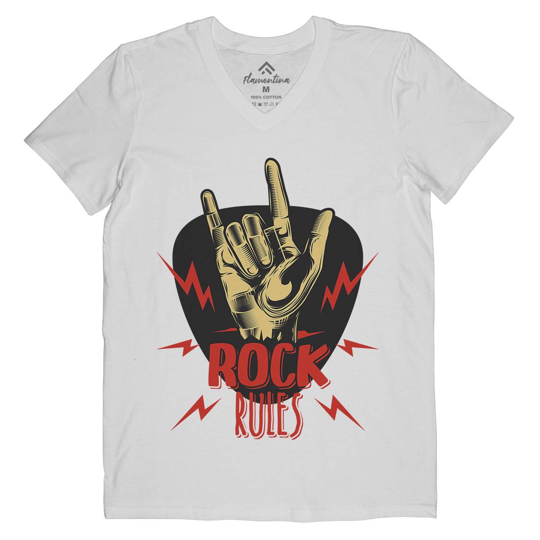 Rock Rules Mens V-Neck T-Shirt Music C871