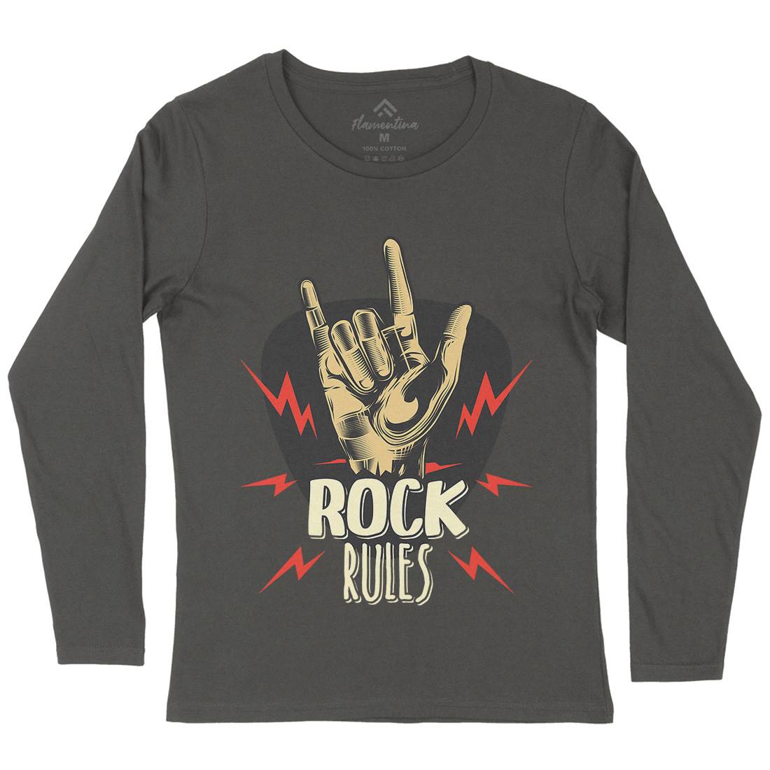 Rock Rules Womens Long Sleeve T-Shirt Music C871