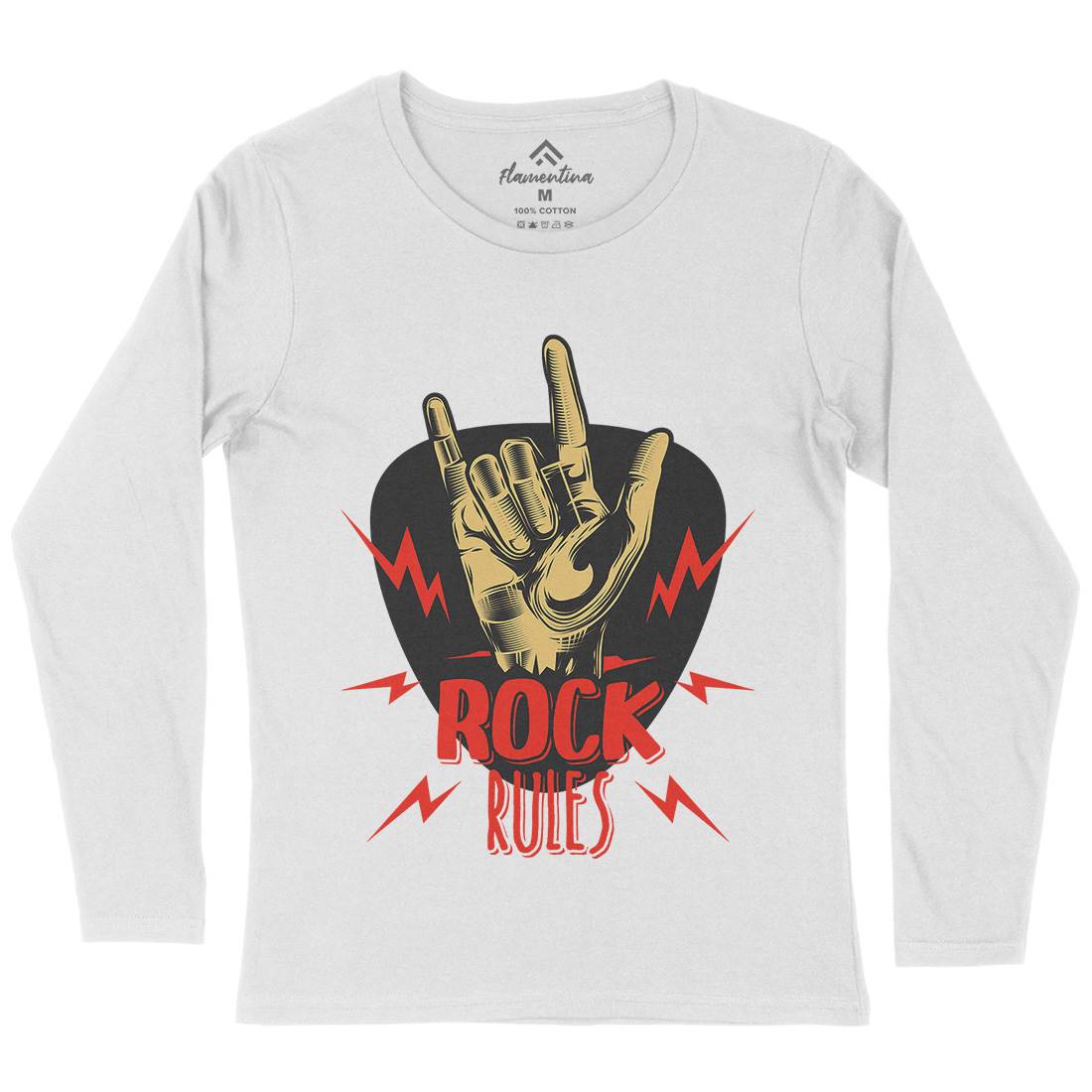 Rock Rules Womens Long Sleeve T-Shirt Music C871