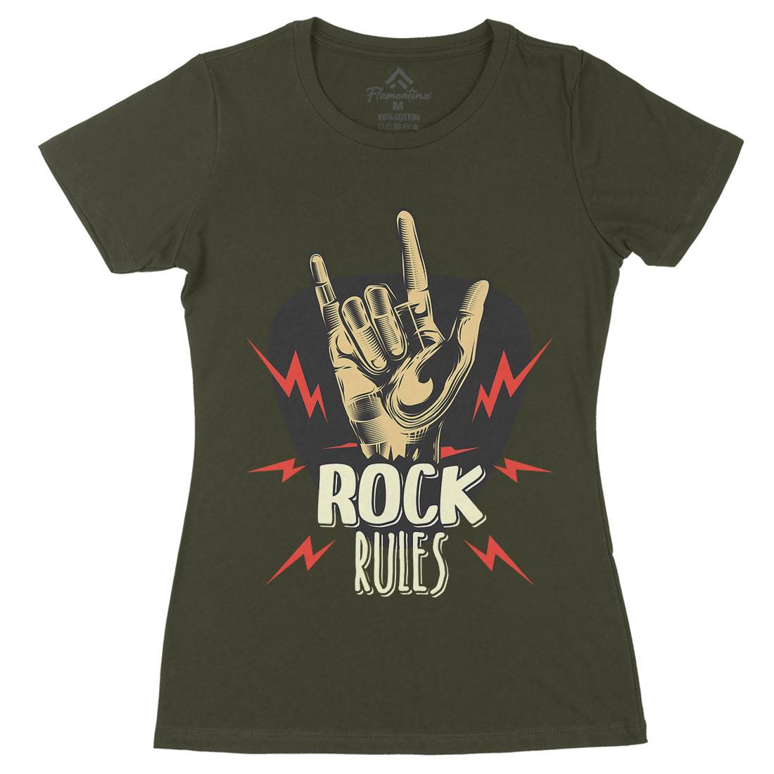 Rock Rules Womens Organic Crew Neck T-Shirt Music C871