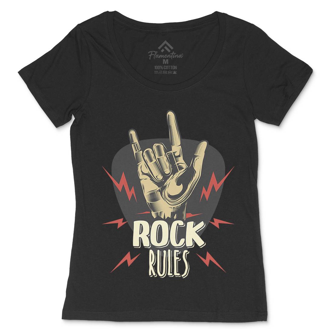 Rock Rules Womens Scoop Neck T-Shirt Music C871