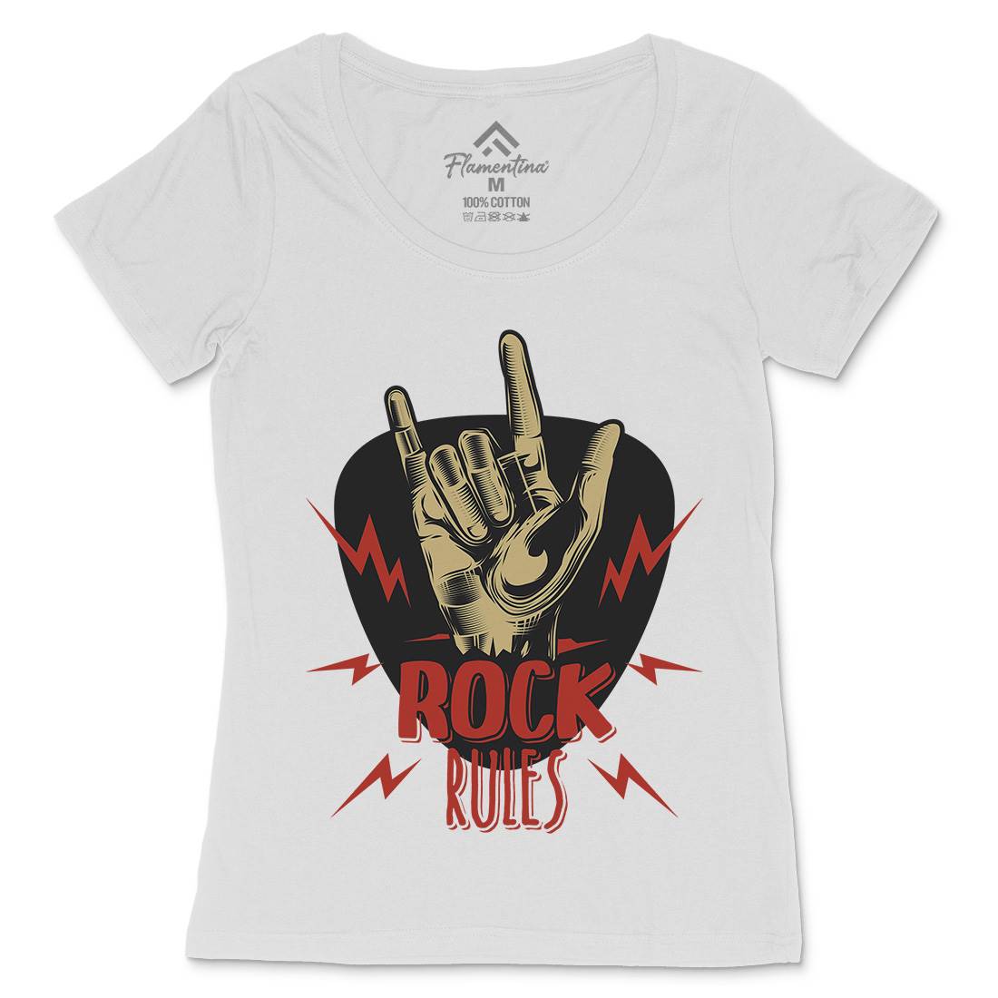 Rock Rules Womens Scoop Neck T-Shirt Music C871
