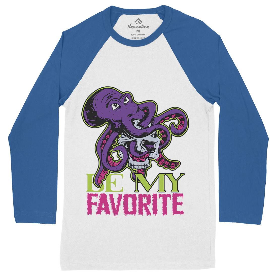 Octopus Mens Long Sleeve Baseball T-Shirt Navy C872