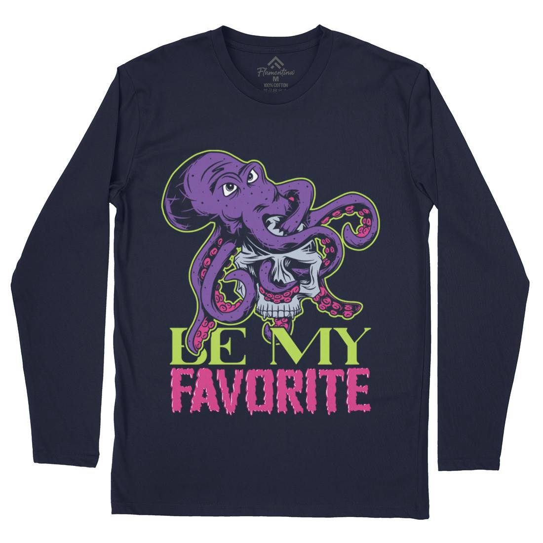 Octopus Mens Long Sleeve T-Shirt Navy C872