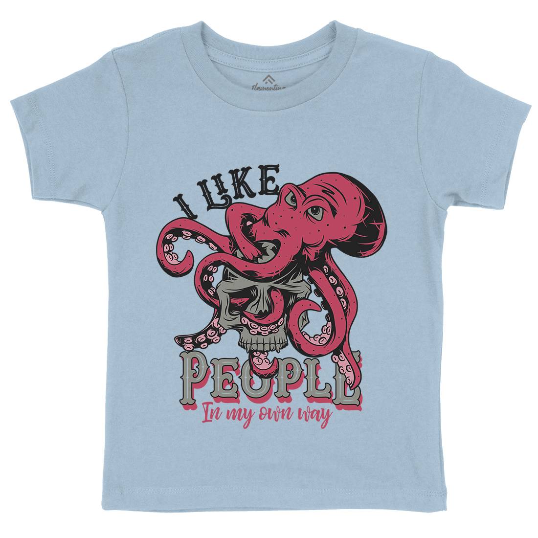 Octopus Kids Organic Crew Neck T-Shirt Navy C873