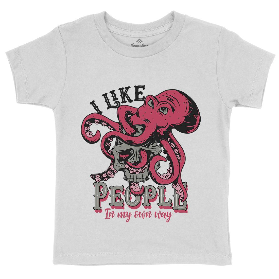 Octopus Kids Crew Neck T-Shirt Navy C873