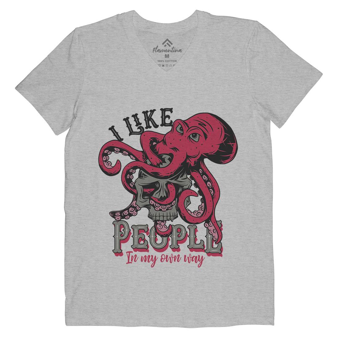 Octopus Mens V-Neck T-Shirt Navy C873