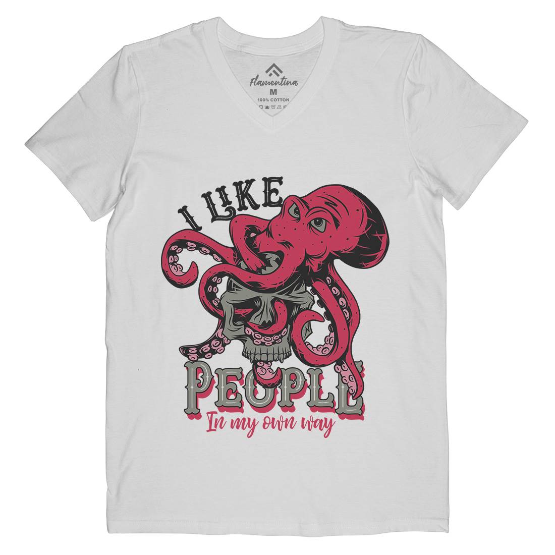 Octopus Mens V-Neck T-Shirt Navy C873