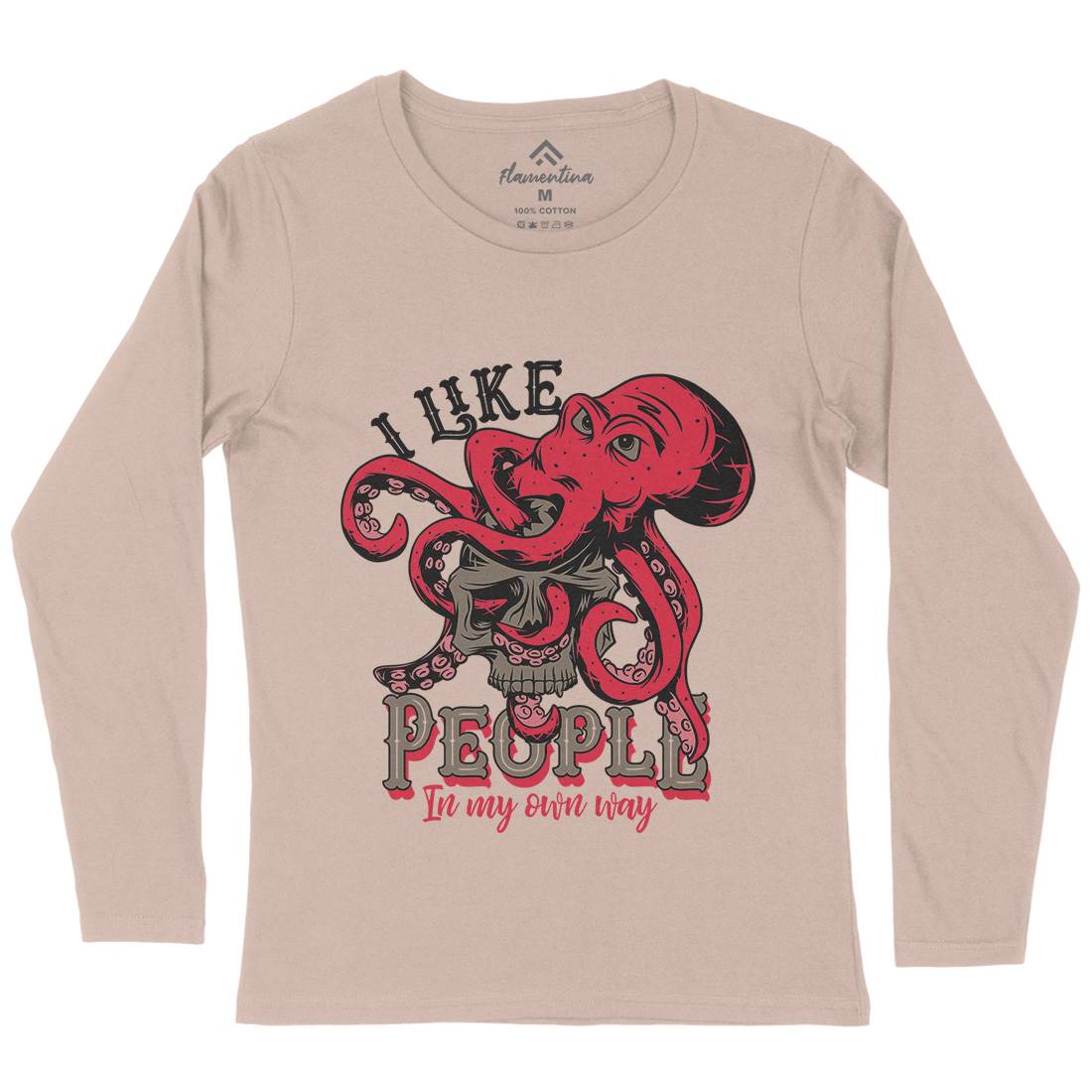 Octopus Womens Long Sleeve T-Shirt Navy C873