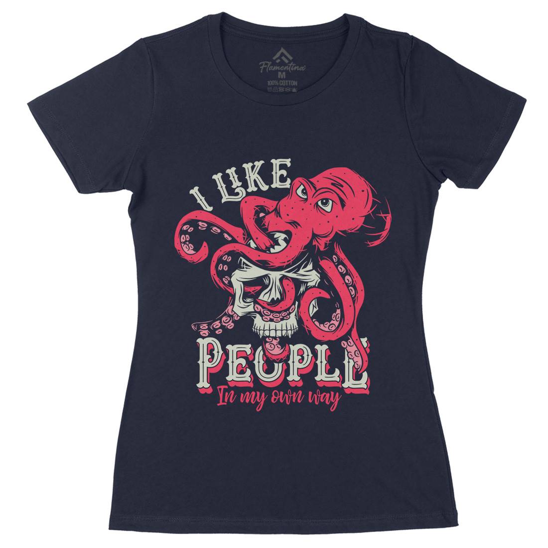 Octopus Womens Organic Crew Neck T-Shirt Navy C873