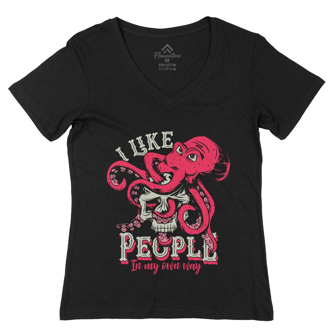 Octopus Womens Organic V-Neck T-Shirt Navy C873