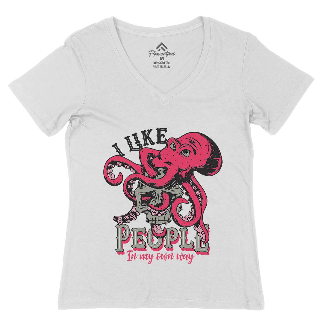 Octopus Womens Organic V-Neck T-Shirt Navy C873