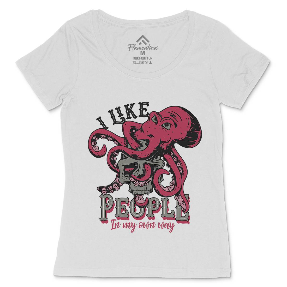 Octopus Womens Scoop Neck T-Shirt Navy C873