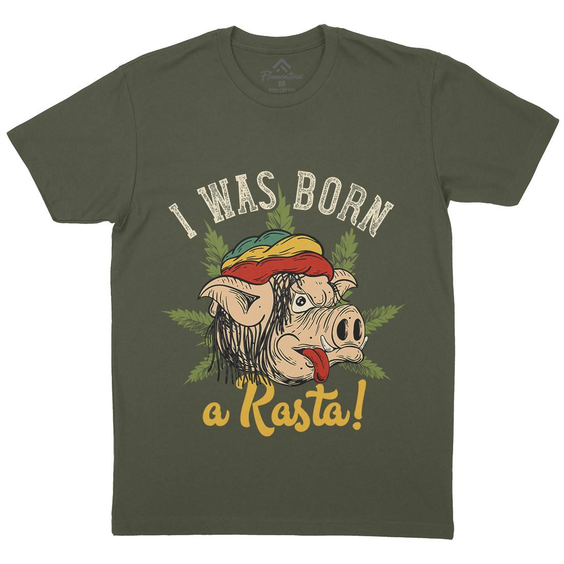 Rasta Pig Mens Organic Crew Neck T-Shirt Drugs C874