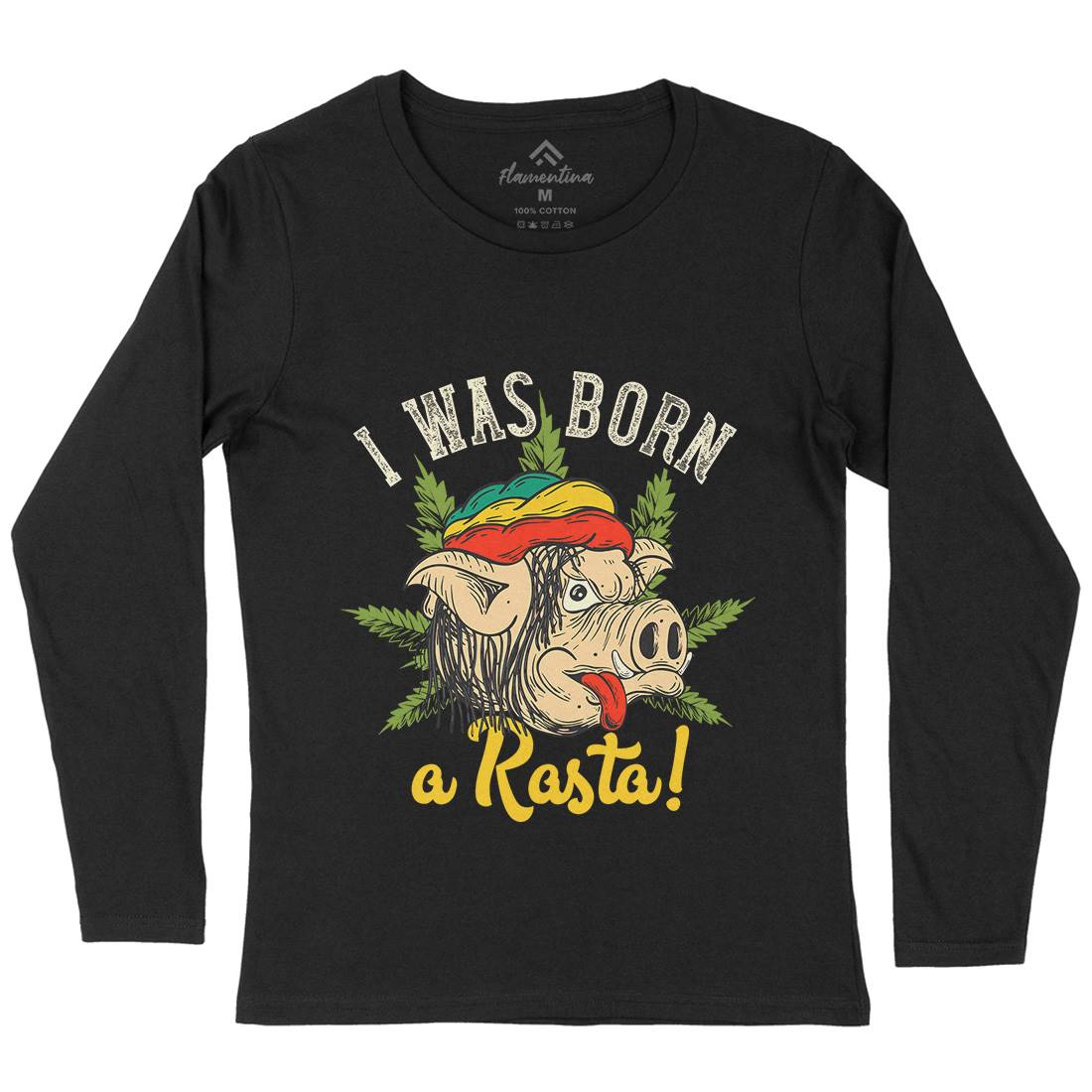 Rasta Pig Womens Long Sleeve T-Shirt Drugs C874