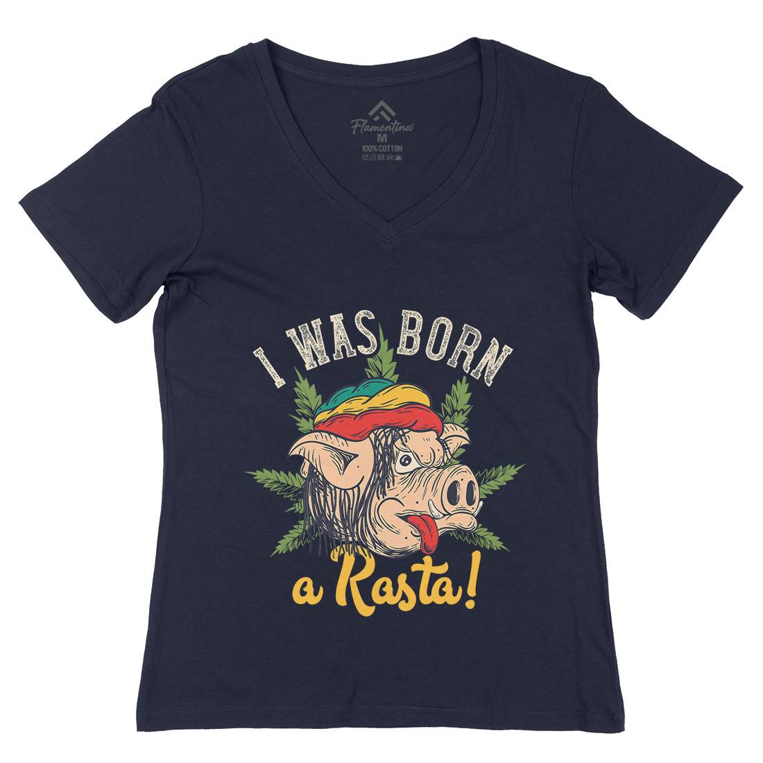 Rasta Pig Womens Organic V-Neck T-Shirt Drugs C874