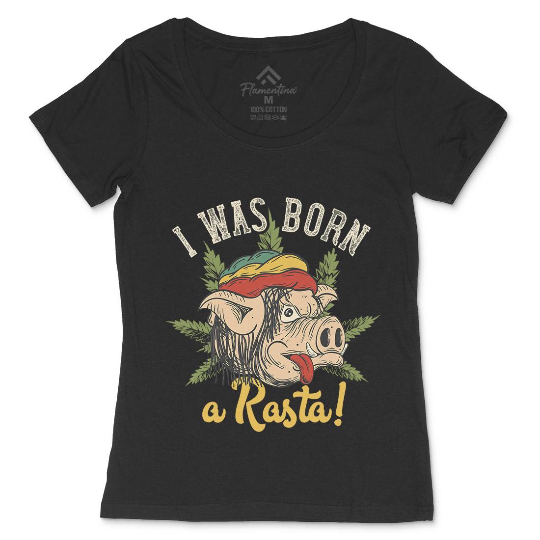Rasta Pig Womens Scoop Neck T-Shirt Drugs C874