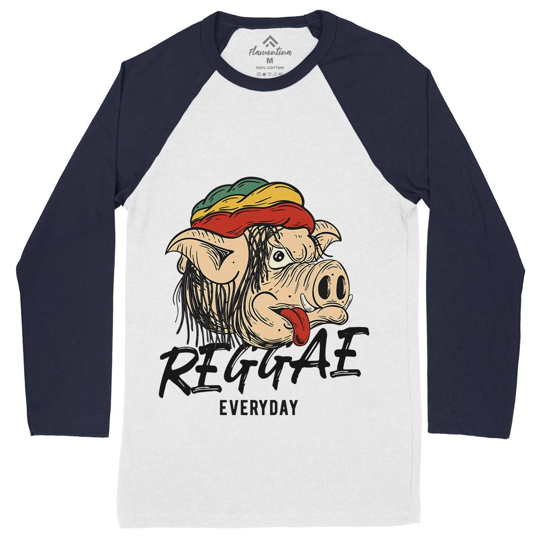 Reggae Pig Mens Long Sleeve Baseball T-Shirt Drugs C875