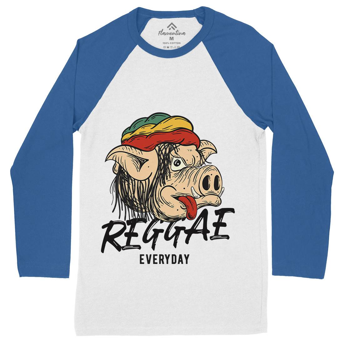 Reggae Pig Mens Long Sleeve Baseball T-Shirt Drugs C875