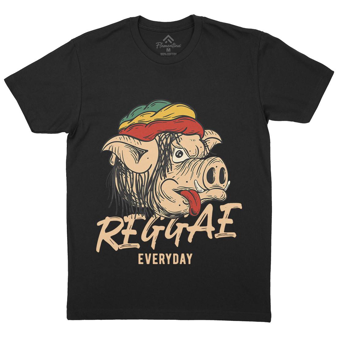 Reggae Pig Mens Organic Crew Neck T-Shirt Drugs C875