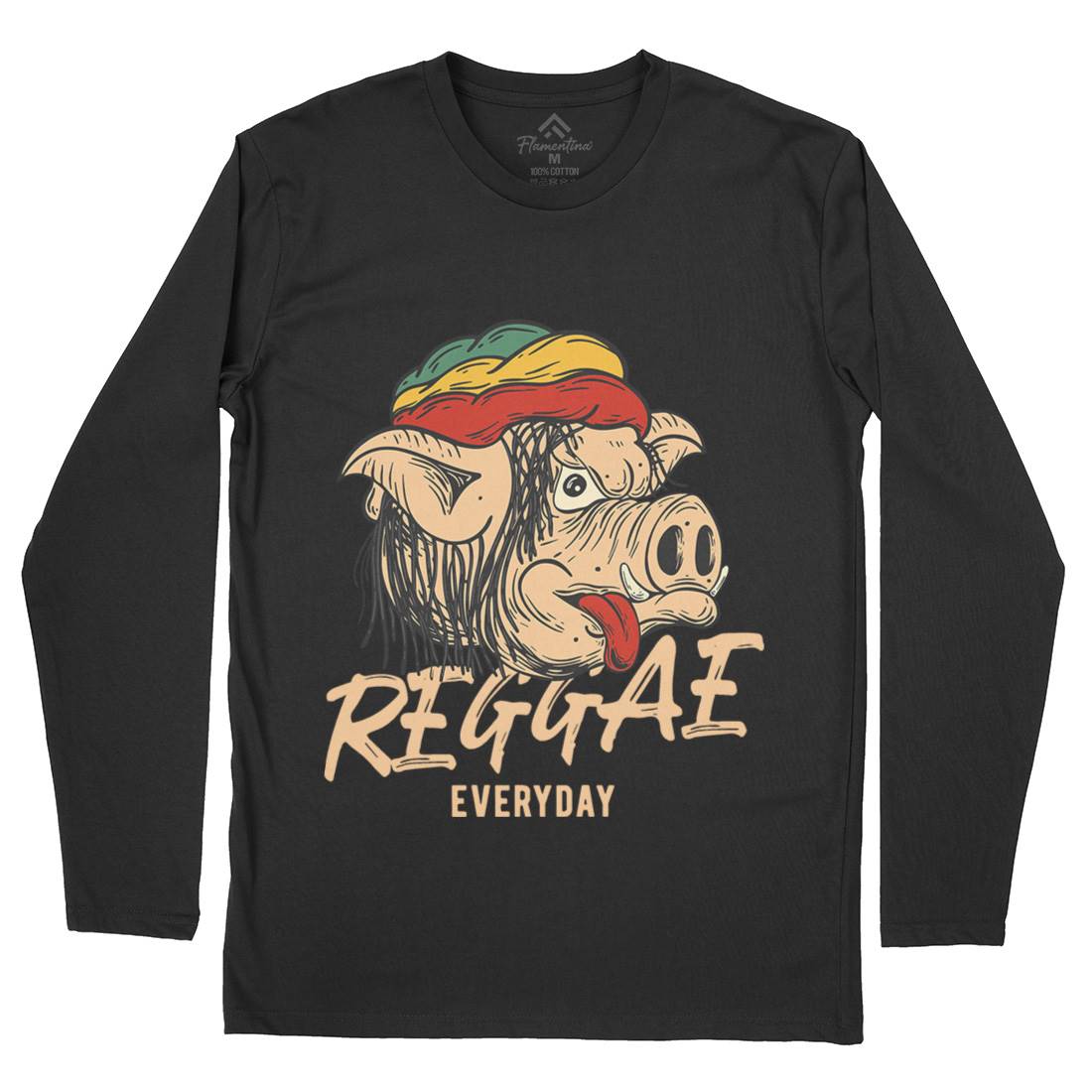 Reggae Pig Mens Long Sleeve T-Shirt Drugs C875
