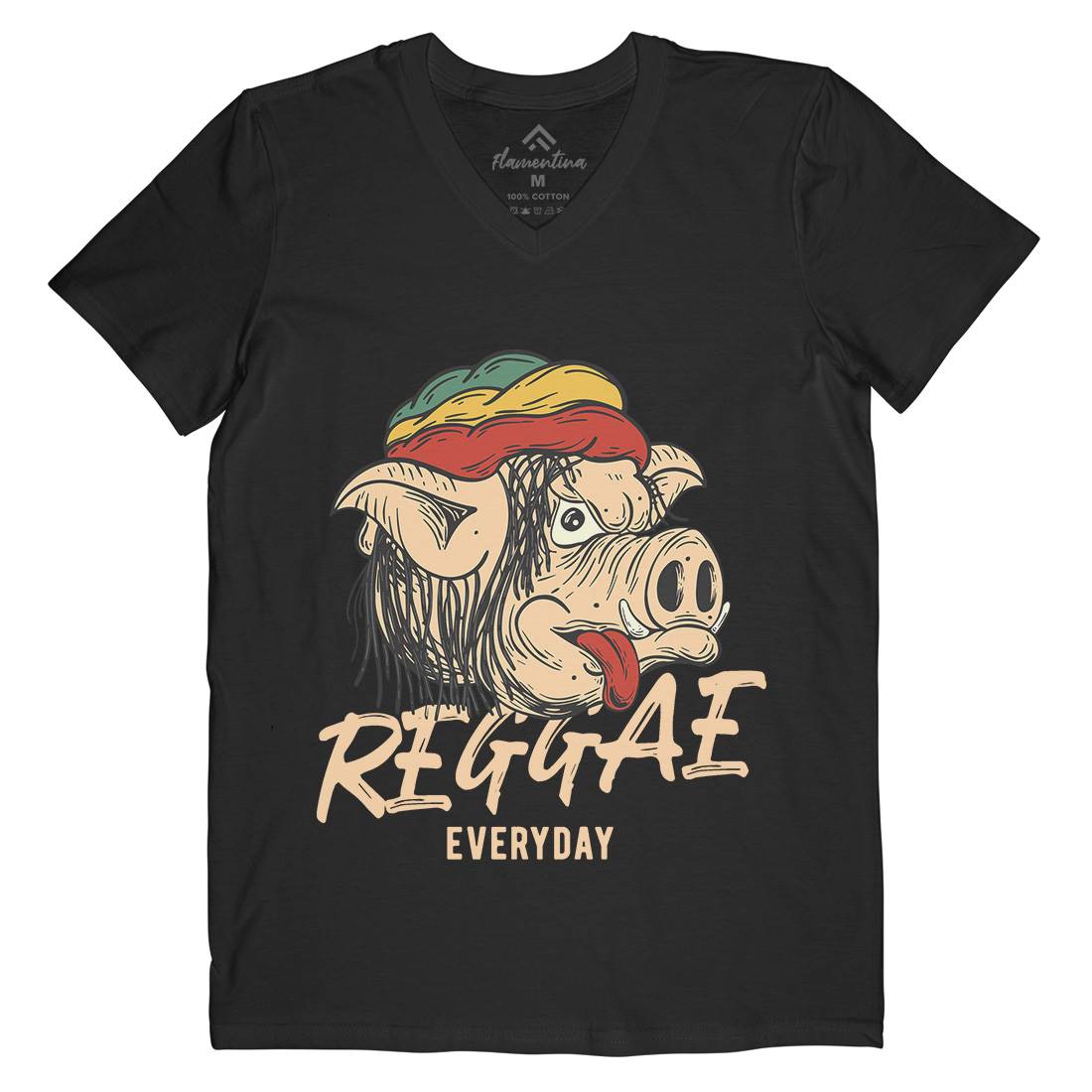 Reggae Pig Mens V-Neck T-Shirt Drugs C875